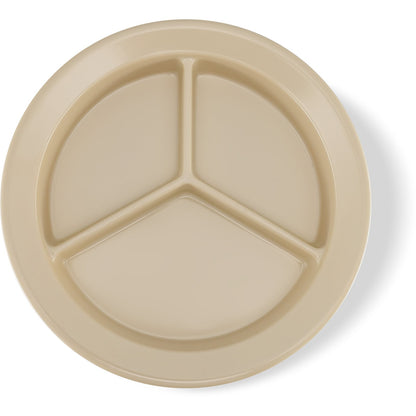 Carlisle 4351625 9" Tan 3-Compartment Dallas Ware Melamine Deep Plate