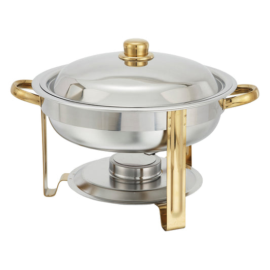 Winco 203 4 Qt. Gold Accent Stainless Steel Malibu Chafer