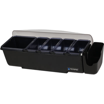 San Jamar BD4005E 8 Pint Black 5-Tray Dome Garnish Center