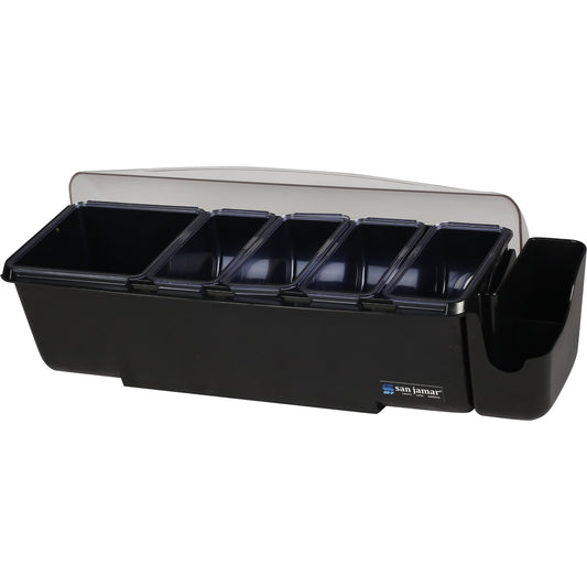 San Jamar BD4005E 8 Pint Black 5-Tray Dome Garnish Center