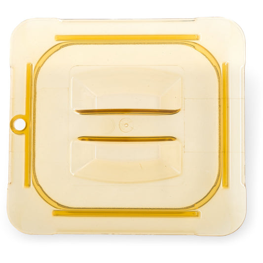 Carlisle 10510U13 1/6 Size Amber High Heat Plastic StorPlus Handled Universal Food Pan Lid