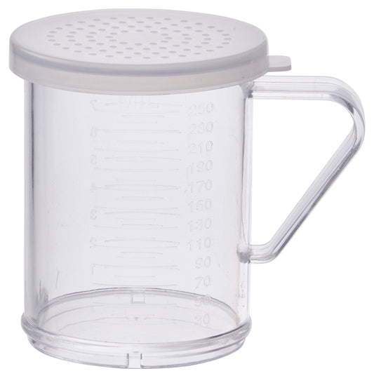 Winco PDG-10CM 10 oz. Medium Hole Dredge with Clear Snap-on Lid