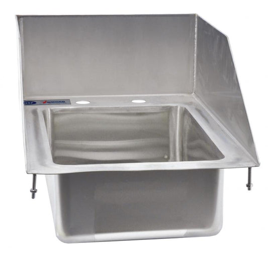 Omcan 39785 10" x 14" x 5" Single Stainless Steel Drop in Sink with 6" Left-Back-Right Splash