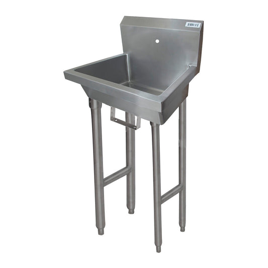 BK Resources MSHS-24F1B 24" Single Station Stainless Steel Freestanding Handwash Sink with Splash Mount