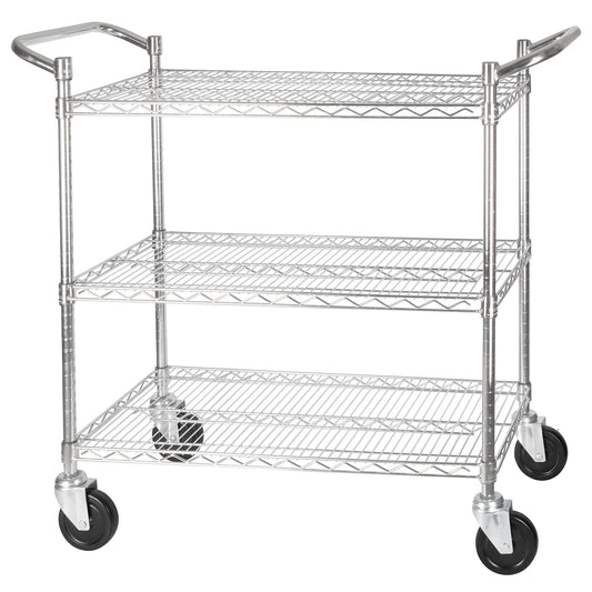 Winco VCCD-2448B 3-Tier Double Handle Wire Shelving Cart, 24"x48"