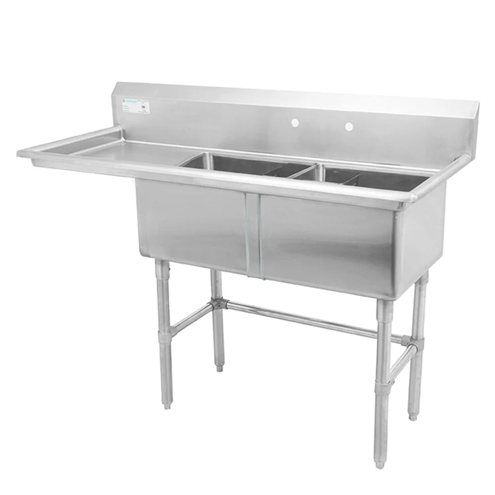 Thorinox TDS-1818-L18 18" X 18" Double Sink with Left Drainboard