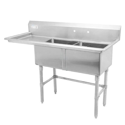 Thorinox TDS-1818-L18 18" X 18" Double Sink with Left Drainboard