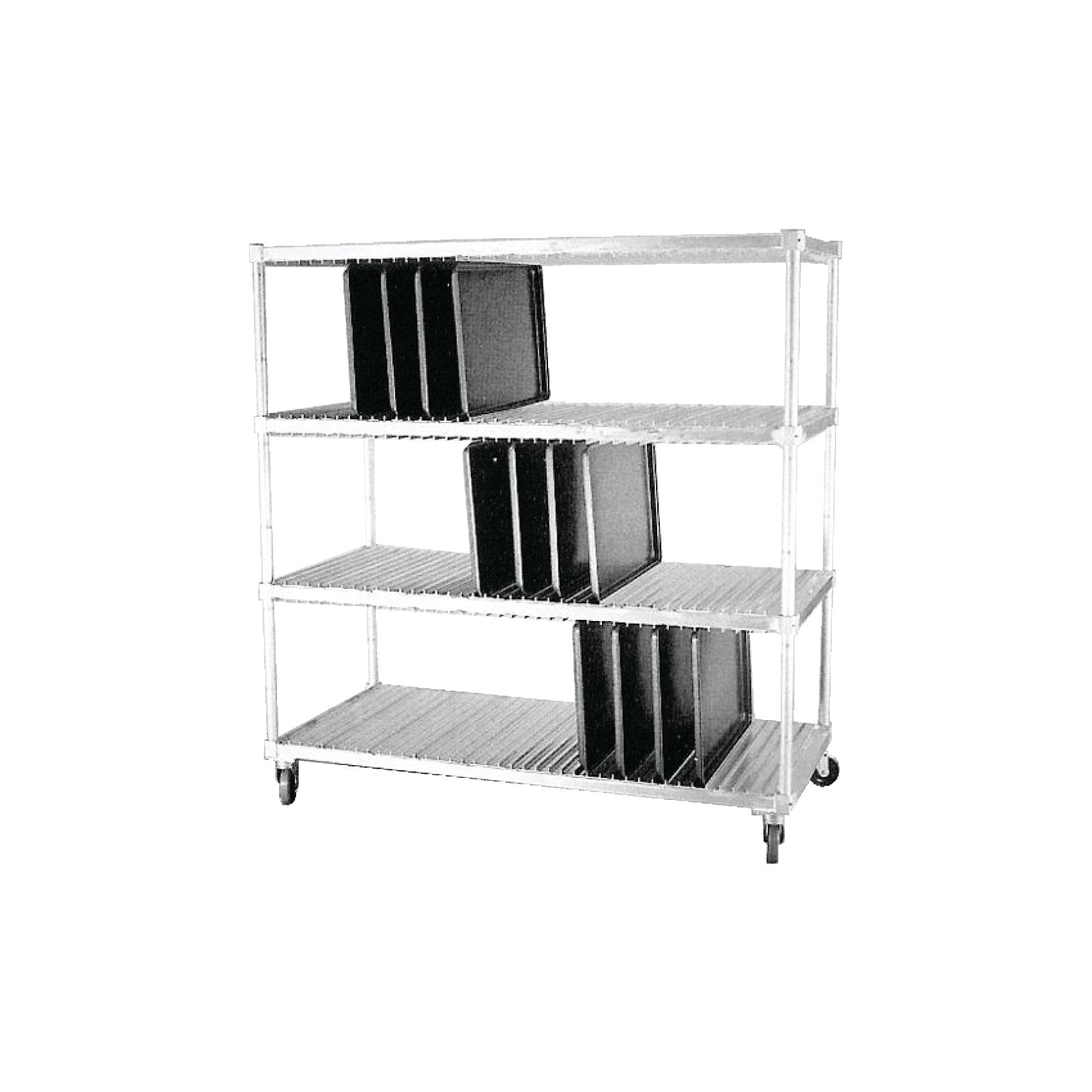 Dinex DXIDTDR3 120 63.75" x 28" x 74.5" Stainless Steel Drying Rack for 14" x 18" and 15" x 20" Flat Trays