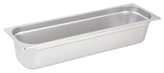Winco SPJH-4HL Half Size Long Stainless Steel Anti-jam Steam Pan, 4" Deep