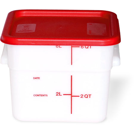 Carlisle 11962PE02 6 Qt White Square Polyethylene Food Storage Container