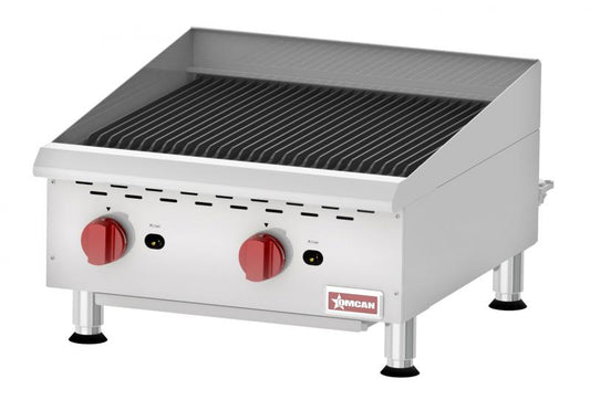 Omcan 43727 24" Two Burner Countertop Elite Radiant Gas Charbroiler