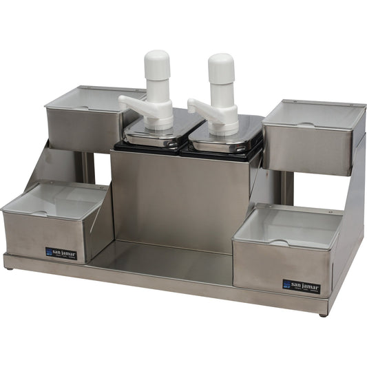 San Jamar P9724 Silver Stainless Steel Self-Service Condiment Center