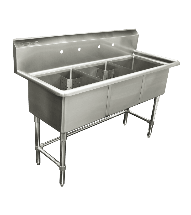 Thorinox TTS-2424-0 24" x 24" Triple Sink with No Drainboard