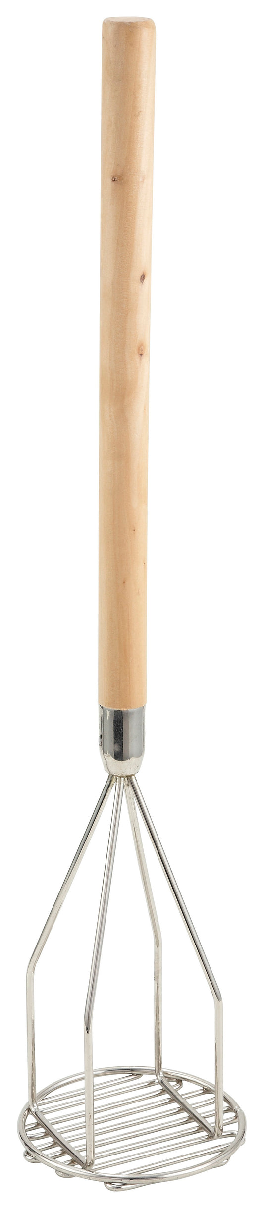 Winco PTM-24R 5" x 24-1/2" Chrome-Plated Potato Masher, Wooden Handle