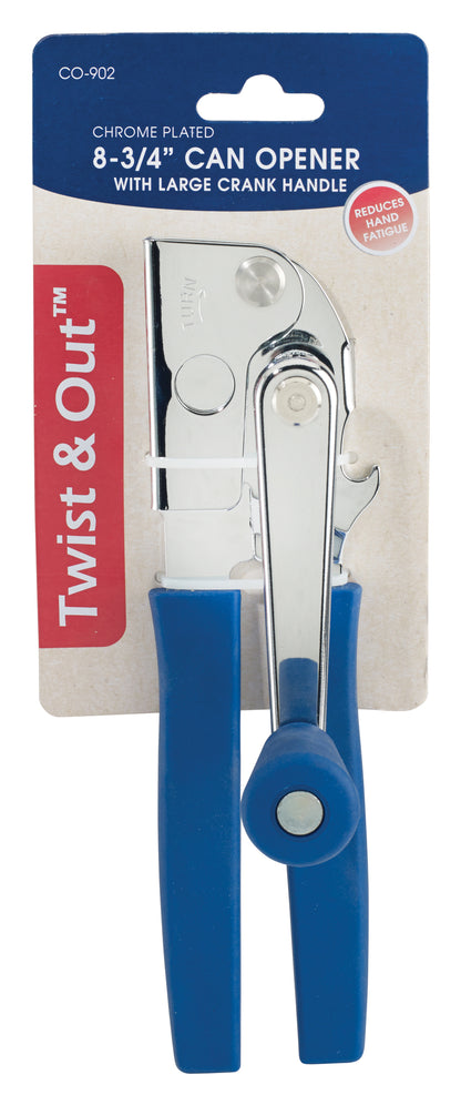 Winco CO-902 Chrome-Plated Twist & Out Can Opener, Soft Grip Handle