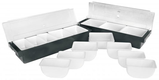 Omcan 80595 White Inserts for Plastic 5-Compartment Condiment holder with clear cover