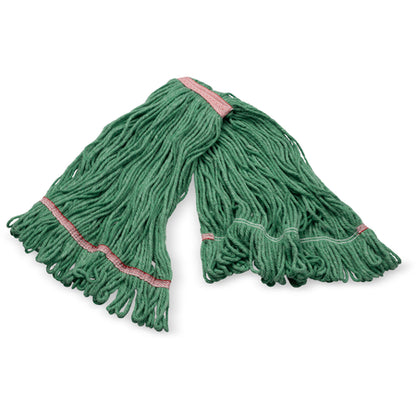 Carlisle 369325M09 Large Green Acrylic Fiber Anti-Microbial Looped-End Mop with Red Band