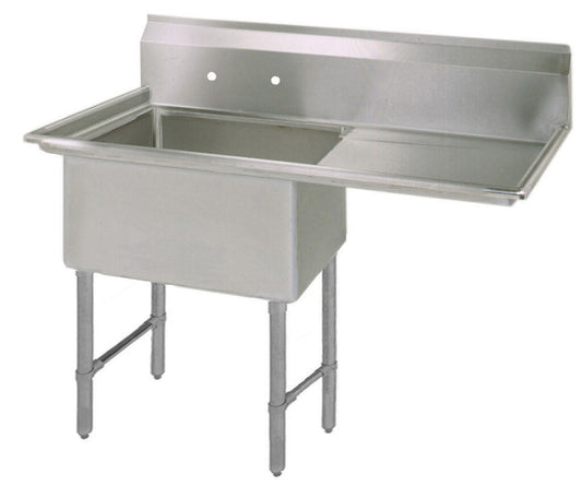 BK Resources BKS-1-18-12-18RS One Compartment Stainless Steel Sink 18X18X12D 18" Right DB w/ Legs & Bracing