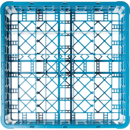Carlisle RC20-114 Carlisle Blue 20-Compartment Polypropylene OptiClean Divided Tilted Glass Rack with 1 Open Extender