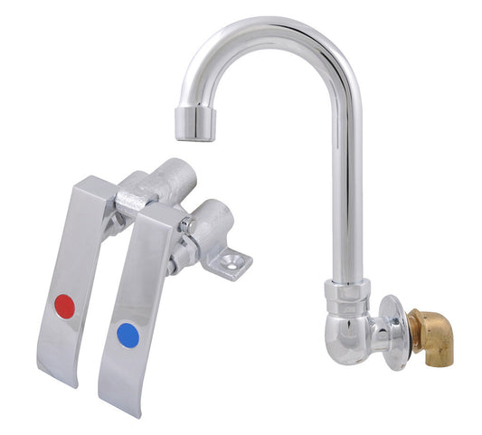 BK Resources BKKVSGS-G Dual Pedal Knee Valve Kit w/ Splash Mount Faucet - 3-1/2" Gooseneck