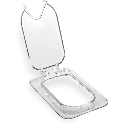 Carlisle 10339Z07 1/9 Size Clear StorPlus EZ Access Hinged Notched Universal Food Pan Lid