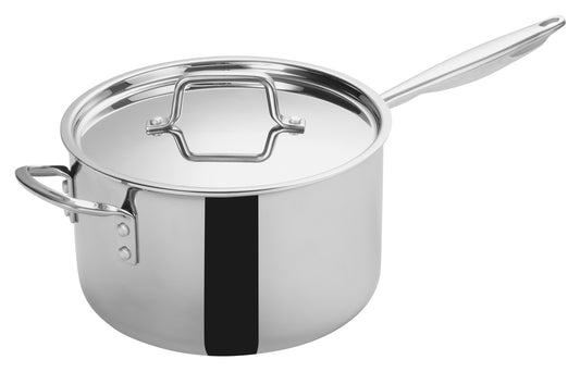 Winco TGAP-7 7 Qt. Stainless Steel Triply Sauce Pan w/ Cover