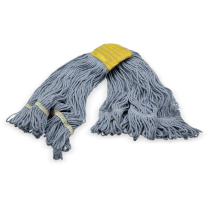 Carlisle 369513B14 Small Blue Cotton 4 Ply Looped-End Mop w/ Yellow Band
