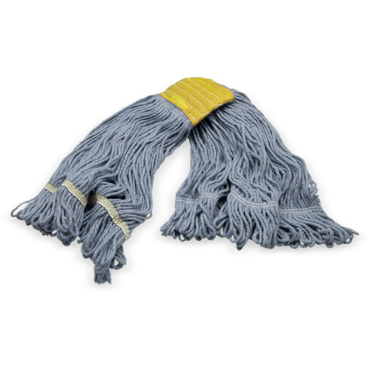 Carlisle 369513B14 Small Blue Cotton 4 Ply Looped-End Mop w/ Yellow Band