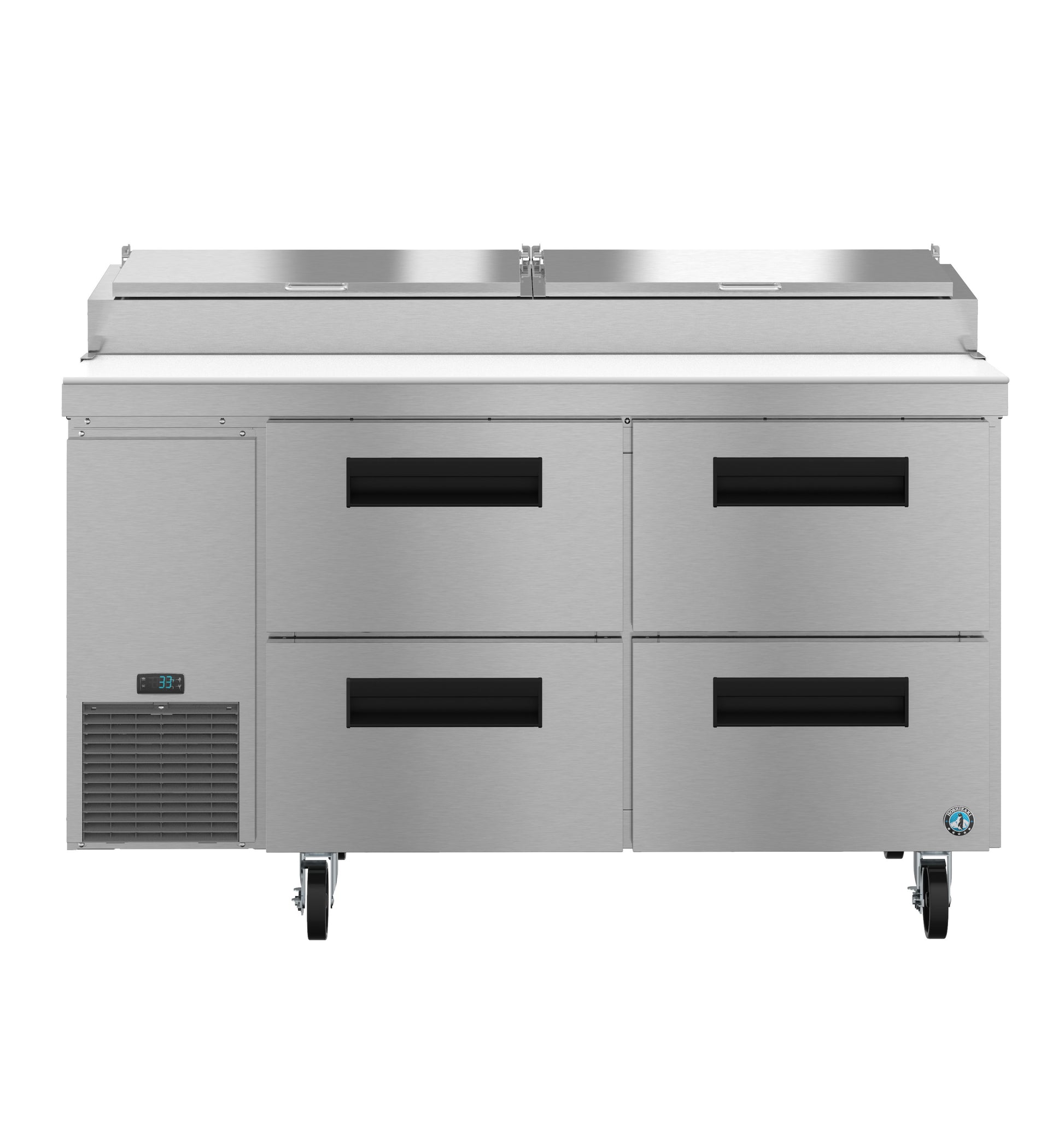 Hoshizaki PR60B-D4 Two Section Stainless Drawers Pizza Prep Table Refrigerator