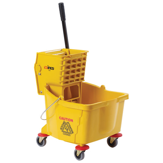 Winco MPB-36 36 Qt. Yellow Mop Bucket w/ Wringer