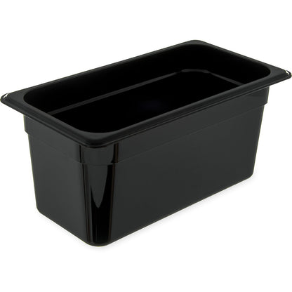Carlisle 3066203 1/3 Size Black Polycarbonate StorPlus Food Pan, 6" Deep
