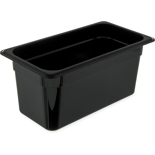 Carlisle 3066203 1/3 Size Black Polycarbonate StorPlus Food Pan, 6" Deep