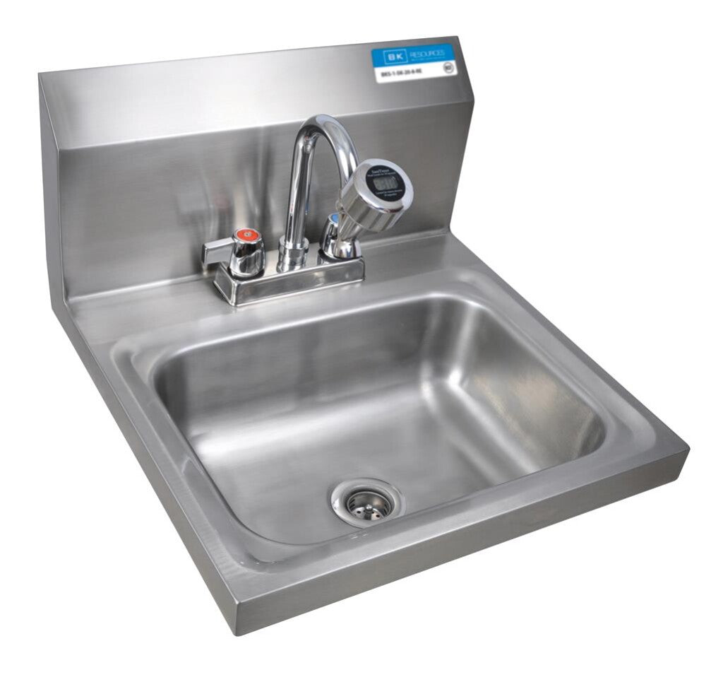 BK Resources BKHS-D-1410-STPG Stainless Steel Hand Sink w/ Sanitimer, 2 Holes, 1-7/8" DR