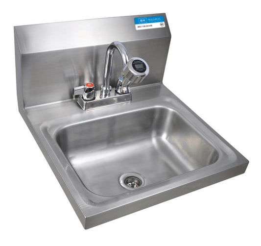 BK Resources BKHS-D-1410-STPG Stainless Steel Hand Sink w/ Sanitimer, 2 Holes, 1-7/8" DR