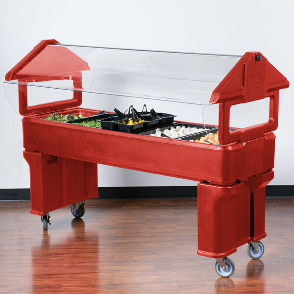 Carlisle 660605 6' x 2' x 4.2' Red Six Star Portable Food Bar with Legs