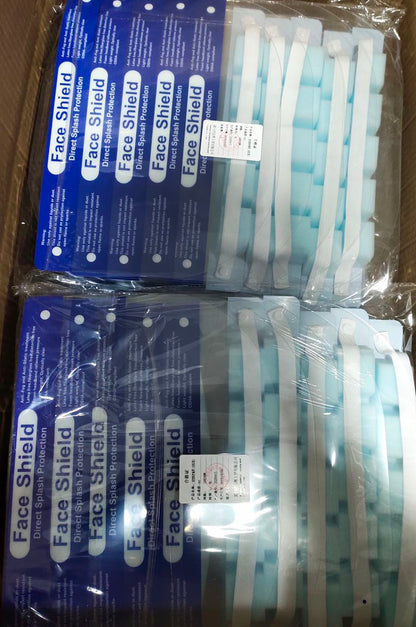 Omcan 46665 Face Shield- Transparent Full-Face Cover- Head Mounted Splash Protector Anti-Fog Protective Equipment- 10PCS.