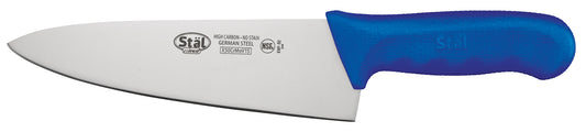 Winco KWP-80U 8" Blue Polypropylene Handle Cook's Knife