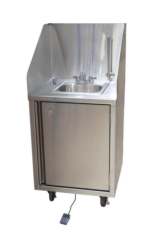 BK Resources MHS-2424-C-BKD 24"x24" Stainless Steel Mobile Handwashing Sink w/ 4" OC