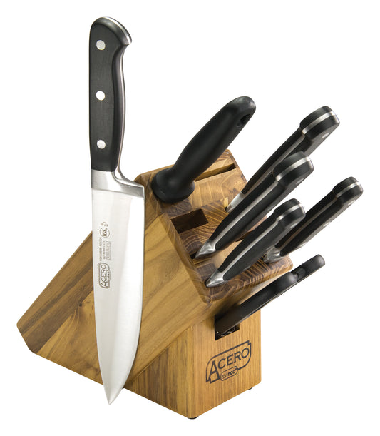 Winco KFP-BLKA 7-Piece Knife Set with Wooden Block Set