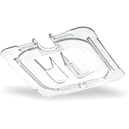 Carlisle 10311U07 1/6 Size Clear Polycarbonate StorPlus Notched Handled Universal Lid