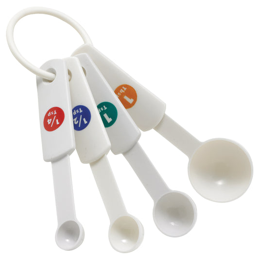 Winco MSPP-4 White Plastic 4-piece Measuring Spoon Set