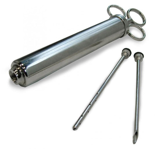 Omcan 10484 4 oz Long Meat Pump with 2 Nickel-plated Brass Needles