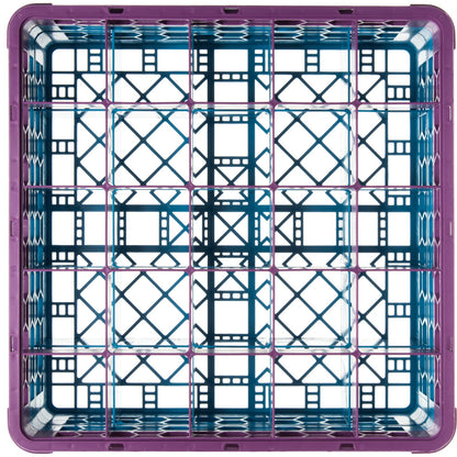 Carlisle RG25-2C414 Lavender-Carlisle Blue 25-Compartment Polypropylene OptiClean Divided Glass Rack with 2 Extenders 7.12"