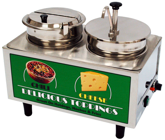 Winco 51073A Benchmark Chili & Cheese Warmer - 1 Pump & 1 Ladle and Lid