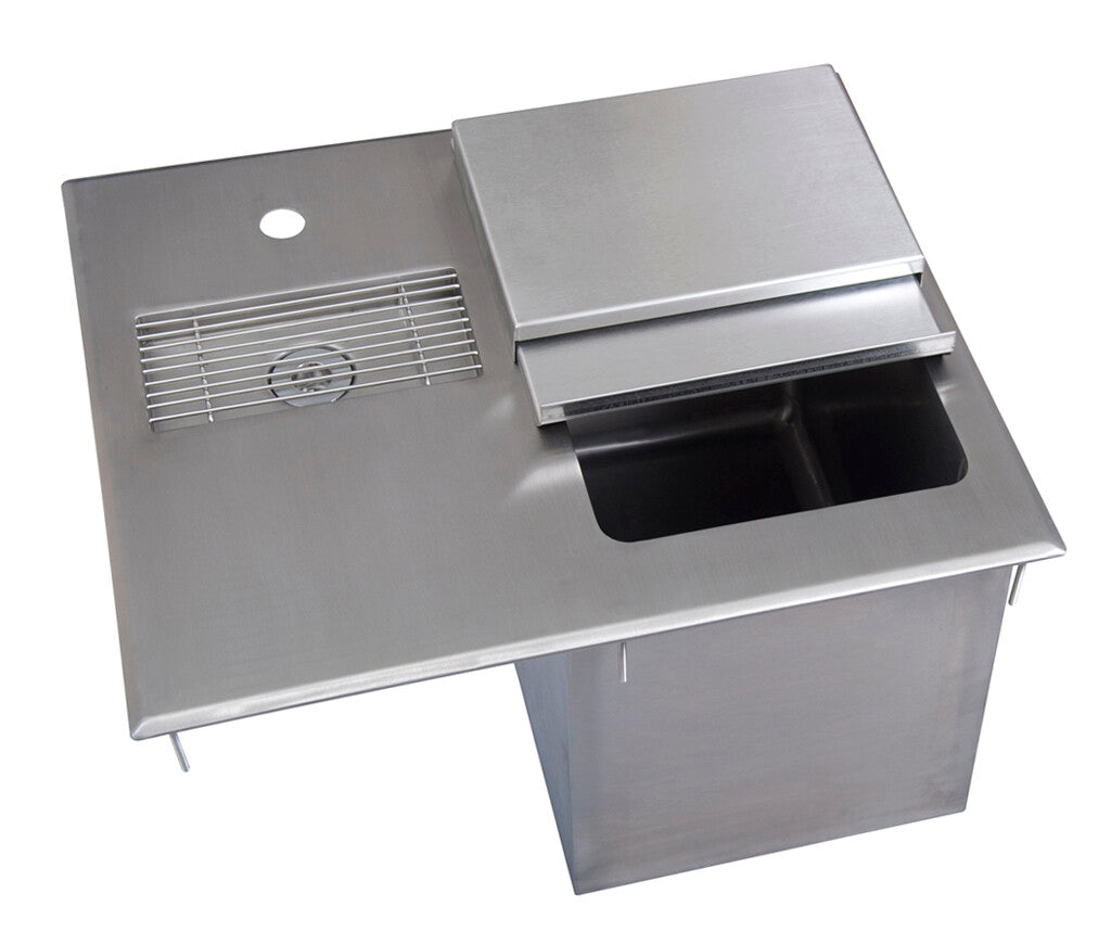 BK Resources BK-DIWSBL-2118G Stainless Steel Dropin Ice Bin w/ Water Station And Lid