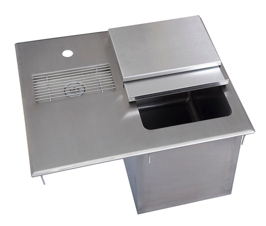 BK Resources BK-DIWSBL-2118G Stainless Steel Dropin Ice Bin w/ Water Station And Lid