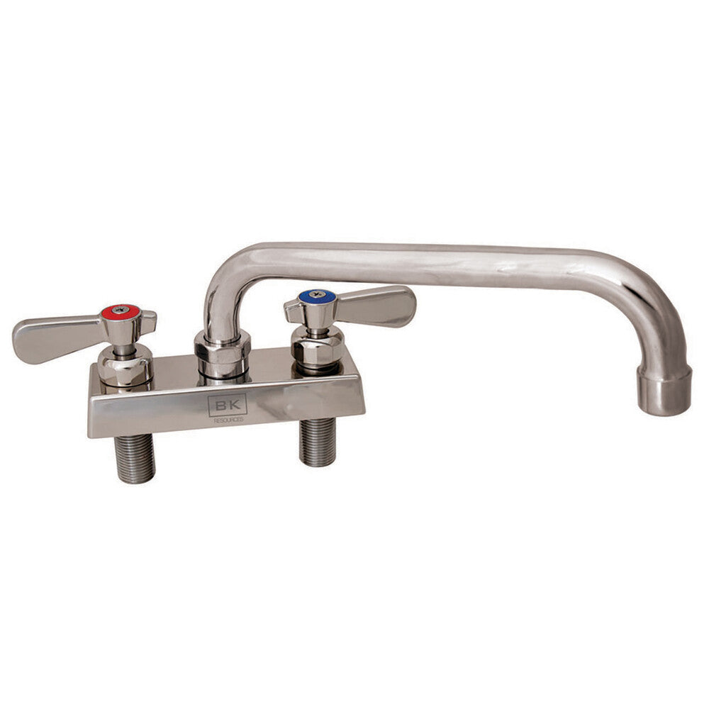 BK Resources EVO-4DM-12 Stainless Steel Evolution 4" Deck Mount Faucet, 12" Swing Spout