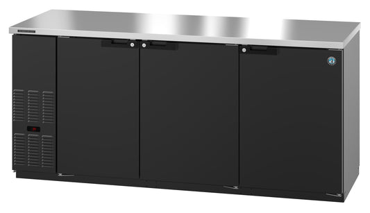 Hoshizaki BB80 Black Three Section Vinyl Back Bar Back Bar, Solid Doors Refrigerator