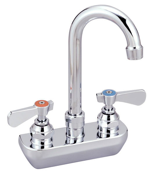 BK Resources BKF-4SM-8G-G 4" Chrome-Plated Brass O.C. Optiflow Splash Mount Faucet W/8" Gooseneck Spout