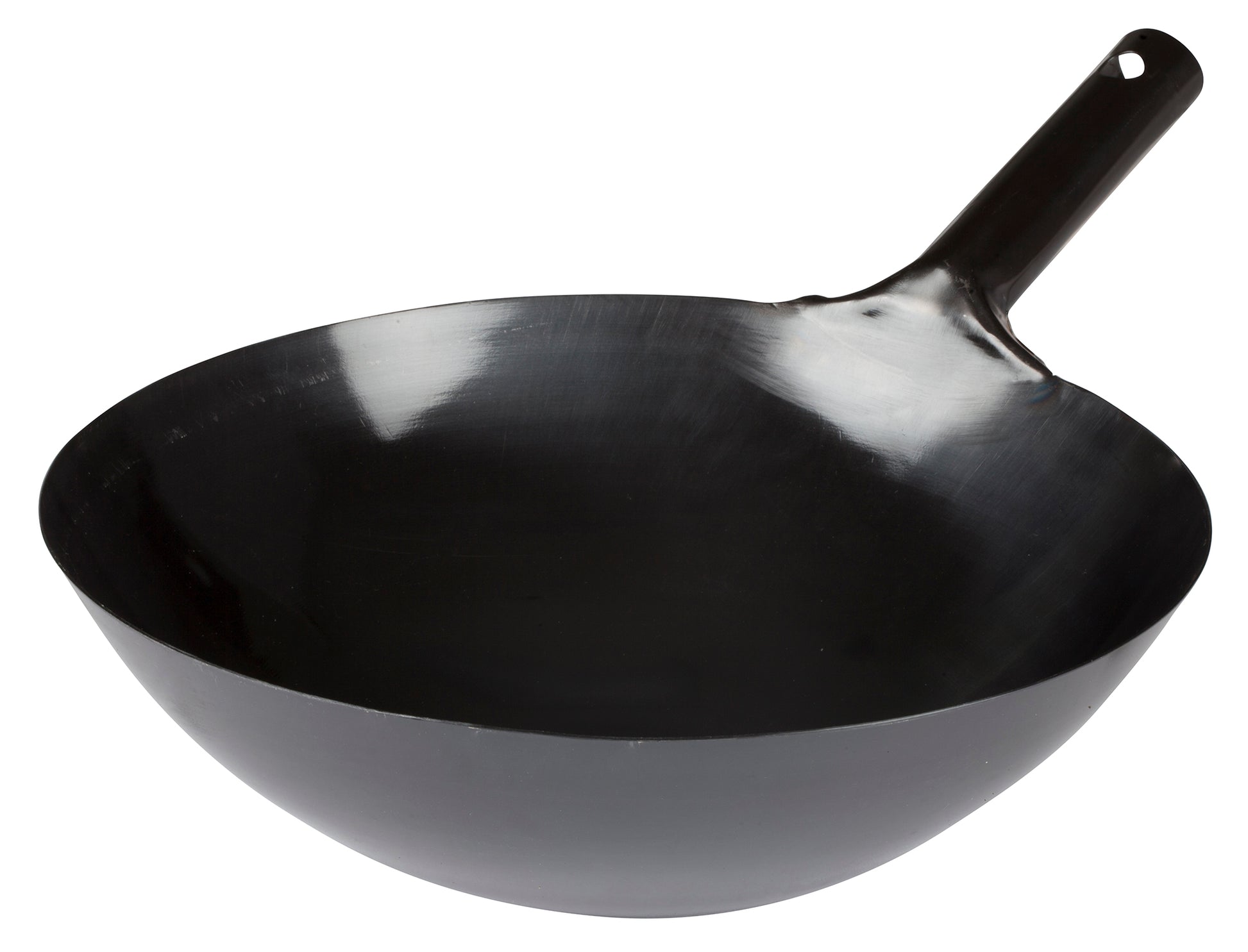 Winco WOK-34 14" Black Carbon Steel Wok